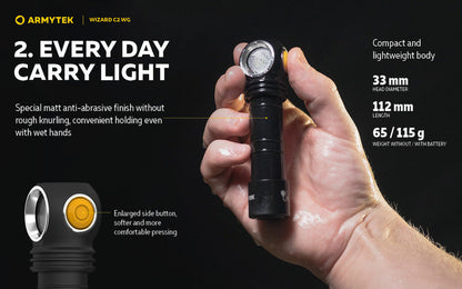 Lampe Frontale Armytek Wizard C2 WG – 1100 Lumens White / 400 Lumens Vert  NYCTALOPE  