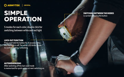 Lampe Armytek Crystal – 150 Lumens Blanc + 30 Lumens Rouge  NYCTALOPE  