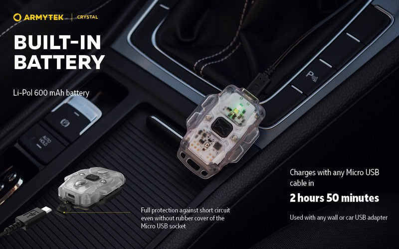 Lampe Armytek Crystal – 150 Lumens Blanc + 30 Lumens Rouge  NYCTALOPE  