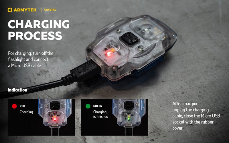 Lampe Armytek Crystal – 150 Lumens Blanc + 30 Lumens Rouge  NYCTALOPE  