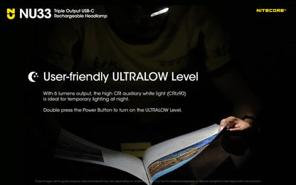 Lampe Frontale Nitecore NU33 – 700 Lumens  NYCTALOPE  