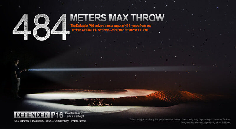 Lampe Torche Acebeam P16 – 1800 Lumens  NYCTALOPE  
