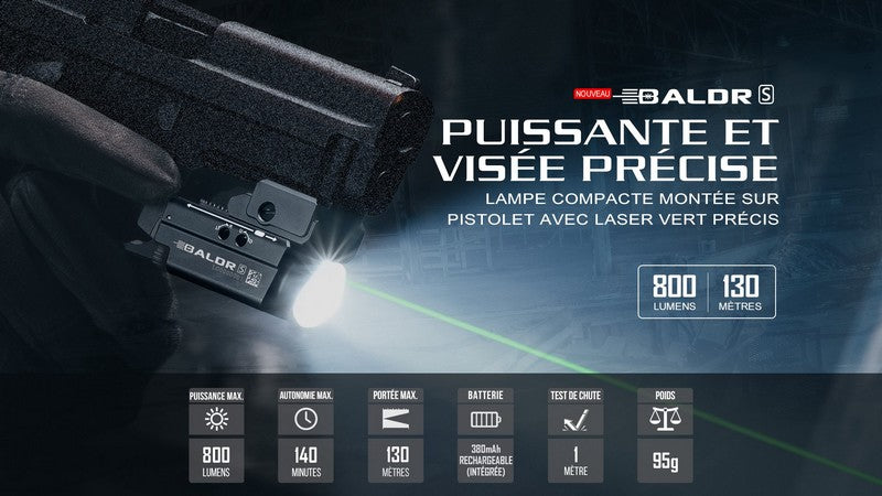 Lampe Torche Olight BALDR S – 800 Lumens – Laser Vert - NYCTALOPE