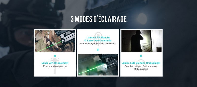 Lampe Torche Olight BALDR S – 800 Lumens – Laser Vert - NYCTALOPE