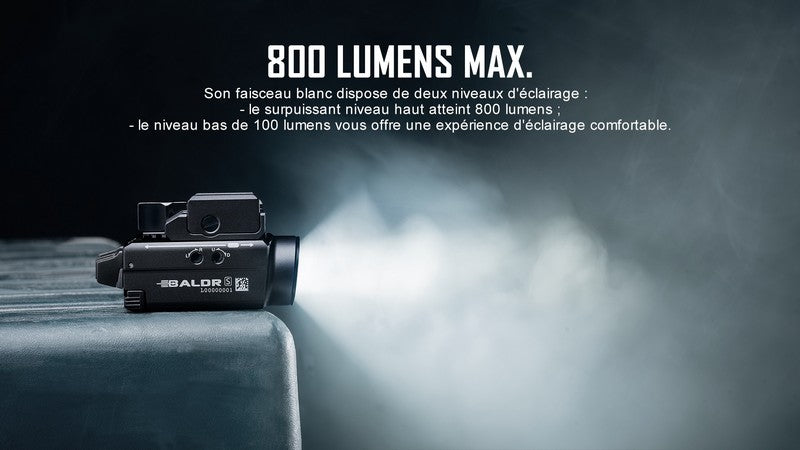 Lampe Torche Olight BALDR S – 800 Lumens – Laser Vert - NYCTALOPE