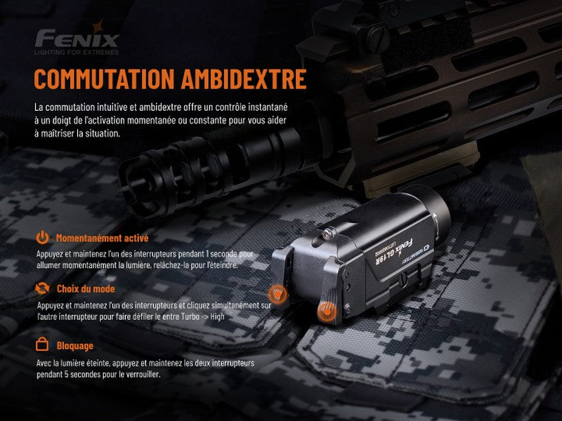 Lampe pour arme Fenix GL19R – 1200 Lumens  NYCTALOPE  