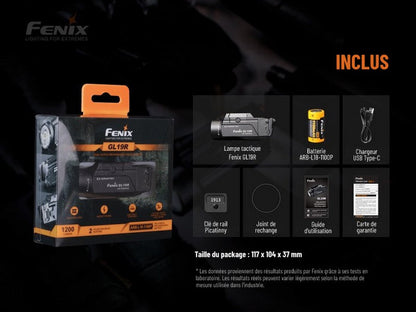 Lampe pour arme Fenix GL19R – 1200 Lumens  NYCTALOPE  