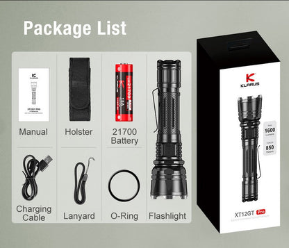 Lampe Torche Klarus XT12GT PRO – 1600 Lumens - Tactique et rechargeable  NYCTALOPE  