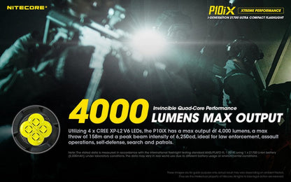 Lampe Torche Nitecore P10iX – 4000 Lumens - Rechargeable USB-C  NYCTALOPE  