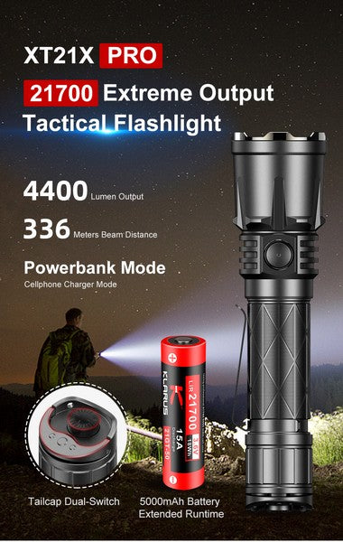 Lampe tactique Klarus XT21X PRO 4400Lumens rechargeable - NYCTALOPE