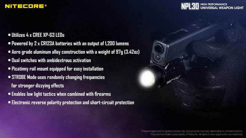 Lampe Torche pour arme Nitecore NPL30 – 1200 Lumens