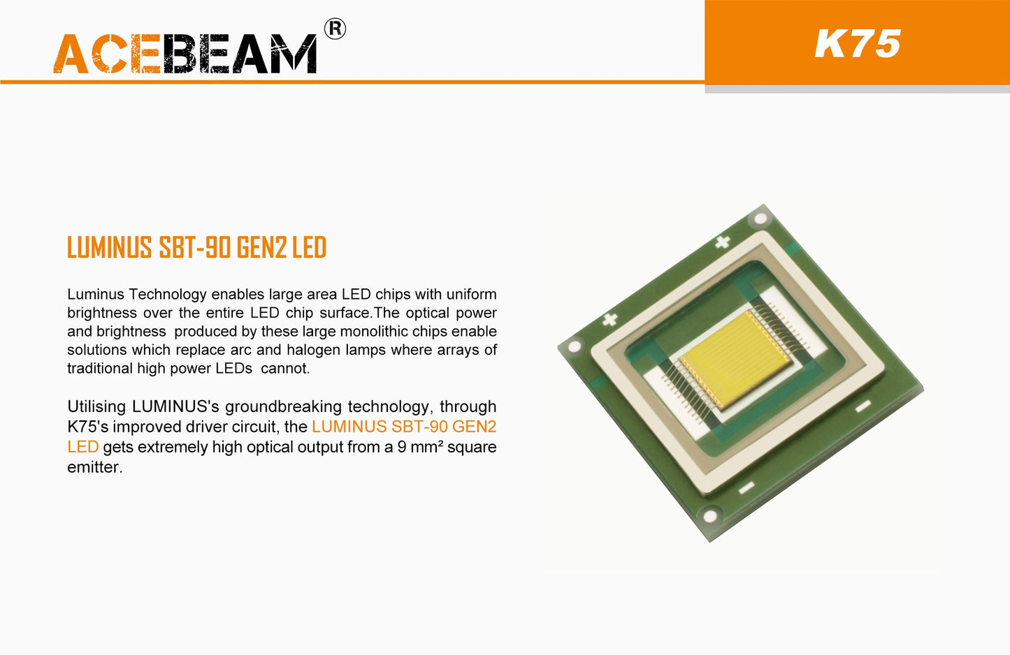 Lampe Torche Acebeam K75 – 6300 Lumens – Portée 2500 mètres  NYCTALOPE  