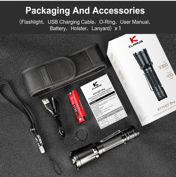 Lampe Torche Klarus XT11GT PRO V2 – 3300 Lumens tactique et rechargeable  NYCTALOPE  