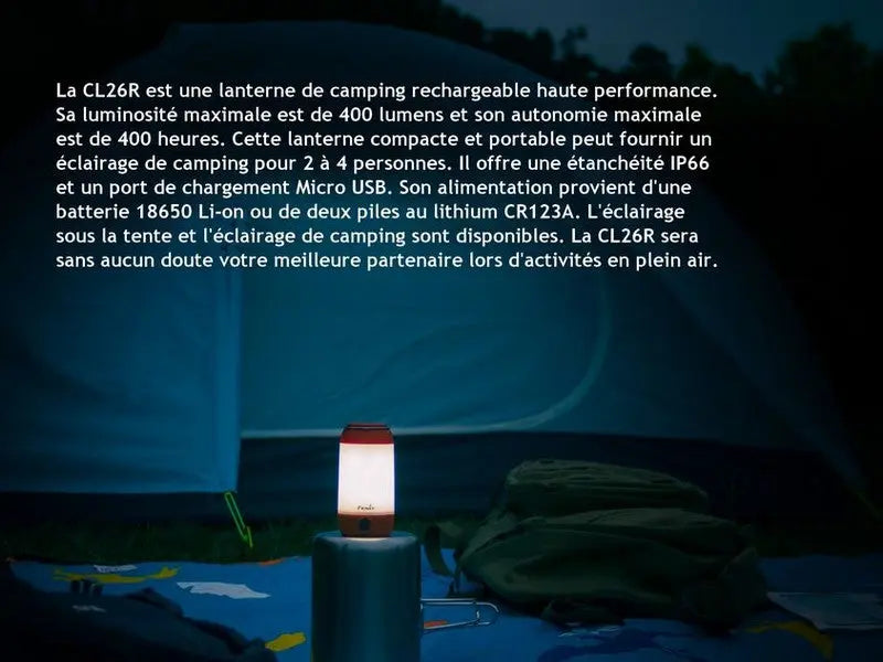 Lanterne Fenix CL26R – 400 Lumens - Rechargeable  NYCTALOPE  