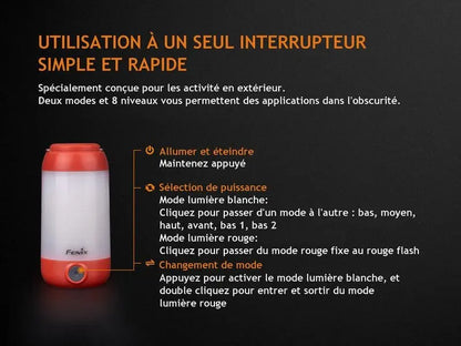 Lanterne Fenix CL26R – 400 Lumens - Rechargeable  NYCTALOPE  