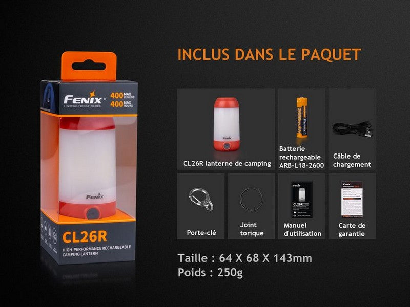 Lanterne Fenix CL26R – 400 Lumens - Rechargeable
