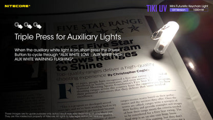 Lampe Nitecore TIKI UV – 1000mW 365nm rechargeable, pour porte-clés  NYCTALOPE  