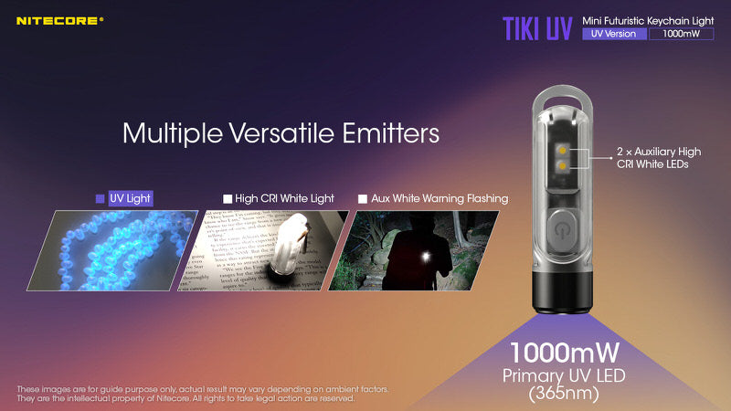 Lampe Nitecore TIKI UV – 1000mW 365nm rechargeable, pour porte-clés