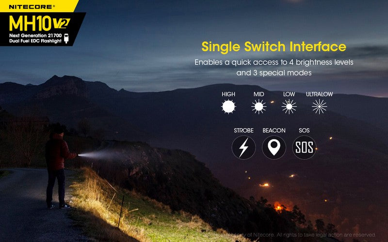 Lampe Torche Nitecore MH10V2 – 1200 Lumens - Rechargeable  NYCTALOPE  