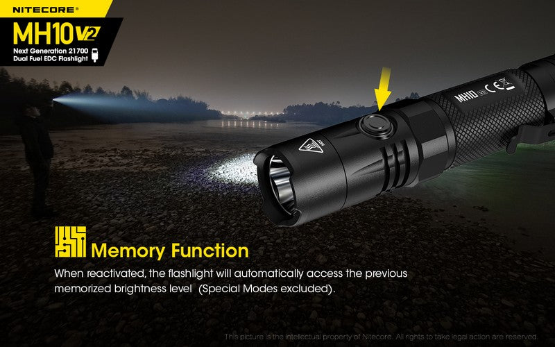 Lampe Torche Nitecore MH10V2 – 1200 Lumens - Rechargeable  NYCTALOPE  