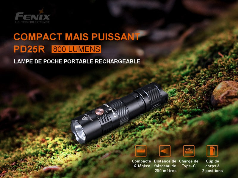 Lampe Torche Fenix PD25R – 800 Lumens  NYCTALOPE  