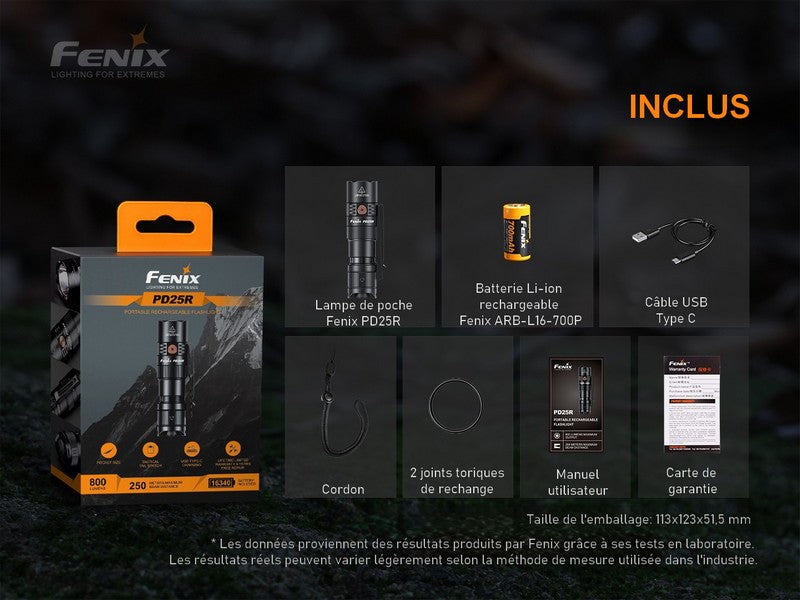 Lampe Torche Fenix PD25R – 800 Lumens  NYCTALOPE  
