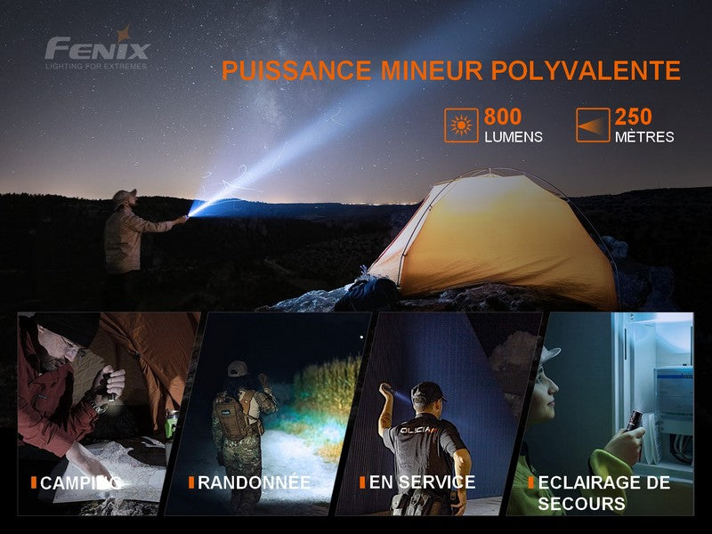 Lampe Torche Fenix PD25R – 800 Lumens  NYCTALOPE  