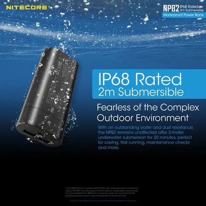 PowerBank Batterie Nitecore NPB2 – 10000mAh batterie externe frontale HU60  NYCTALOPE  