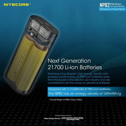 PowerBank Batterie Nitecore NPB2 – 10000mAh batterie externe frontale HU60  NYCTALOPE  