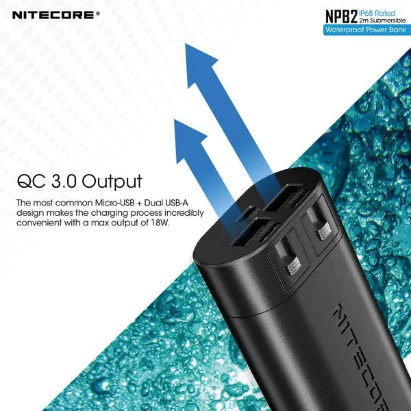 PowerBank Batterie Nitecore NPB2 – 10000mAh batterie externe frontale HU60  NYCTALOPE  