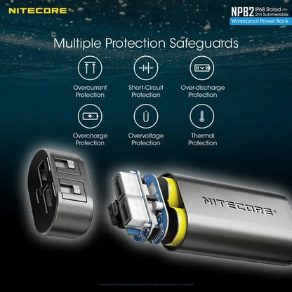 PowerBank Batterie Nitecore NPB2 – 10000mAh batterie externe frontale HU60  NYCTALOPE  