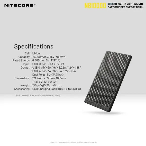 Powerbank Nitecore NB10000 GEN2 – 10 000mAh  NYCTALOPE  