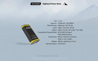Powerbank Nitecore NC10000 – 10 000mAh - 50 Lumens  NYCTALOPE  