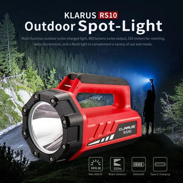 Projecteur de recherche Klarus RS10 – 800 Lumens – Rechargeable USB  NYCTALOPE  