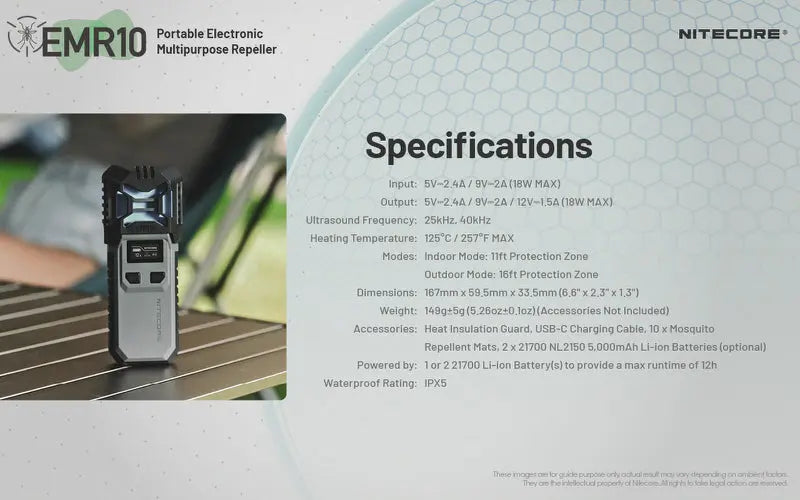 Répulsif Anti-moustique électronique Nitecore EMR10 - Multifonctions - Rechargeable  NYCTALOPE  