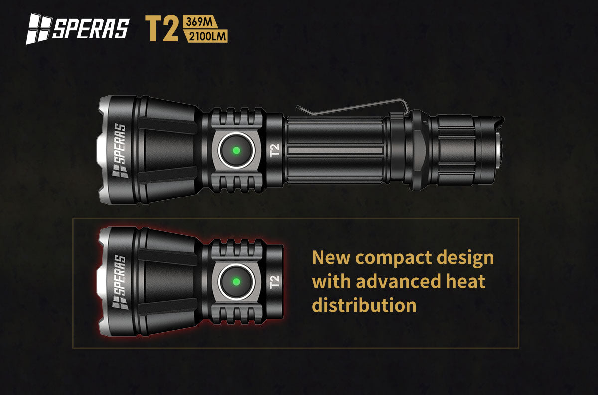 Lampe Torche Speras T2 – 2100 Lumens tactique et rechargeable - NYCTALOPE