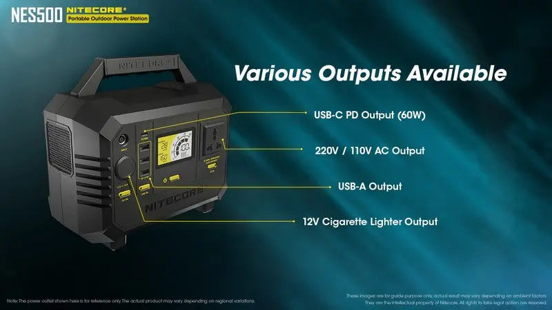 Station d'alimentation portable Batterie Nitecore NES500 – 144000mAh  NYCTALOPE  