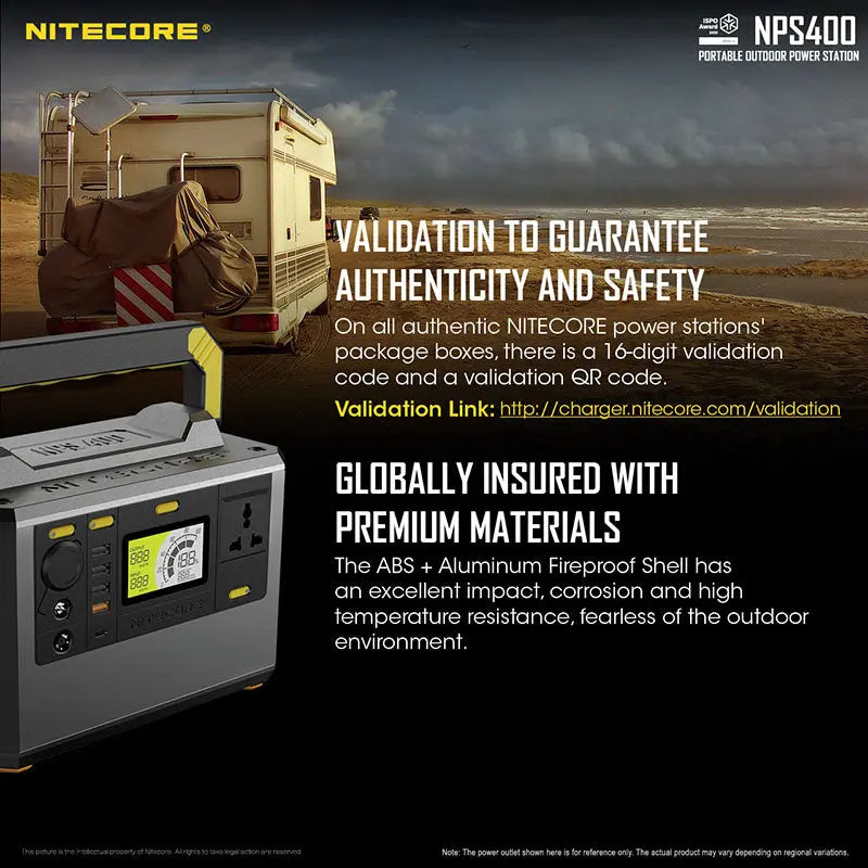 Station d'alimentation portable Batterie Nitecore NPS400 - 117000mAh  NYCTALOPE  