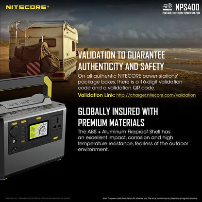 Station d'alimentation portable Batterie Nitecore NPS400 - 117000mAh  NYCTALOPE  