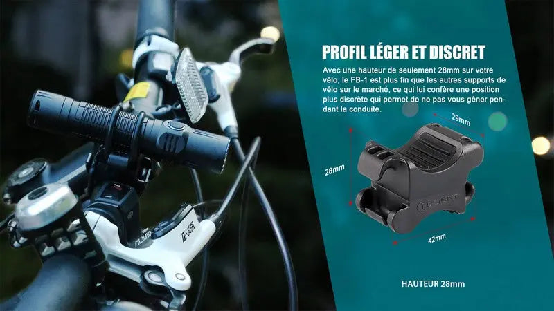 Support Universel Olight FB-1 pour lampe Torche sur Guidon Vélo - VTT - NYCTALOPE