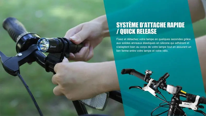 Support Universel Olight FB-1 pour lampe Torche sur Guidon Vélo - VTT - NYCTALOPE