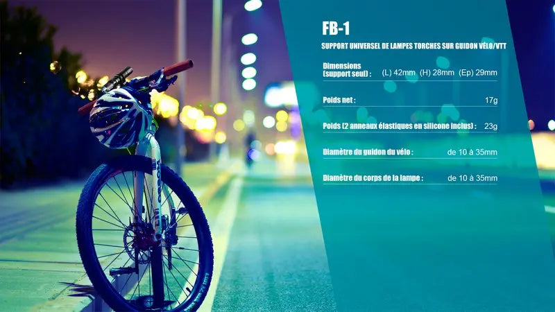 Support Universel Olight FB-1 pour lampe Torche sur Guidon Vélo - VTT - NYCTALOPE
