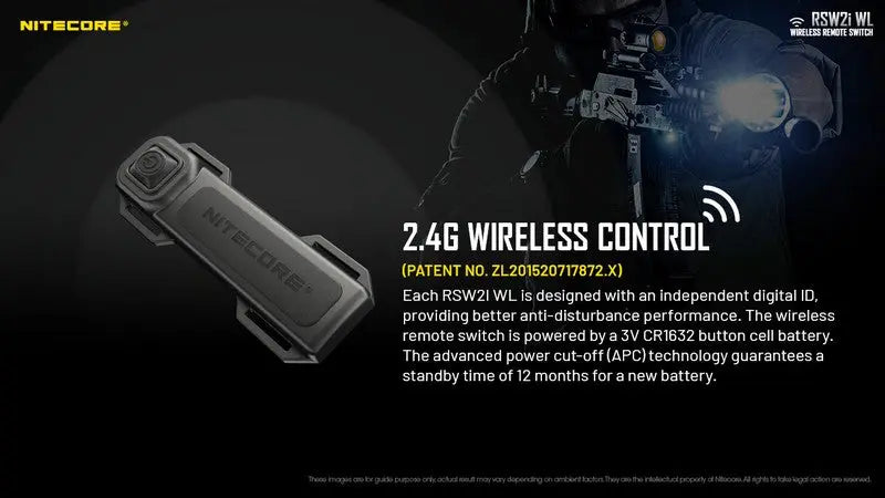 Télécommande sans fil Nitecore RSW2i WL pour lampe Nitecore série i  NYCTALOPE  
