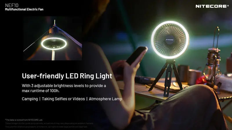 Ventilateur portable multifonction Nitecore NEF10 - Ventilateur, lampe et powerbank  NYCTALOPE  