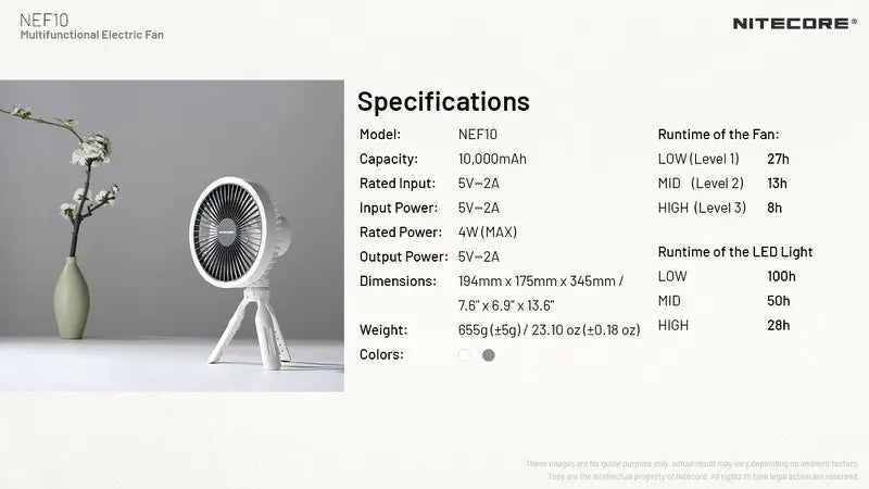 Ventilateur portable multifonction Nitecore NEF10 - Ventilateur, lampe et powerbank  NYCTALOPE  