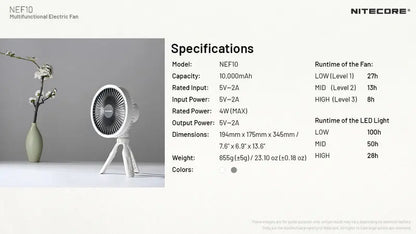 Ventilateur portable multifonction Nitecore NEF10 - Ventilateur, lampe et powerbank  NYCTALOPE  