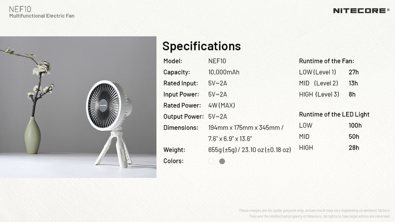 Ventilateur portable multifonction Nitecore NEF10 - Ventilateur, lampe et powerbank  NYCTALOPE  