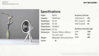 Ventilateur portable multifonction Nitecore NEF10 - Ventilateur, lampe et powerbank  NYCTALOPE  