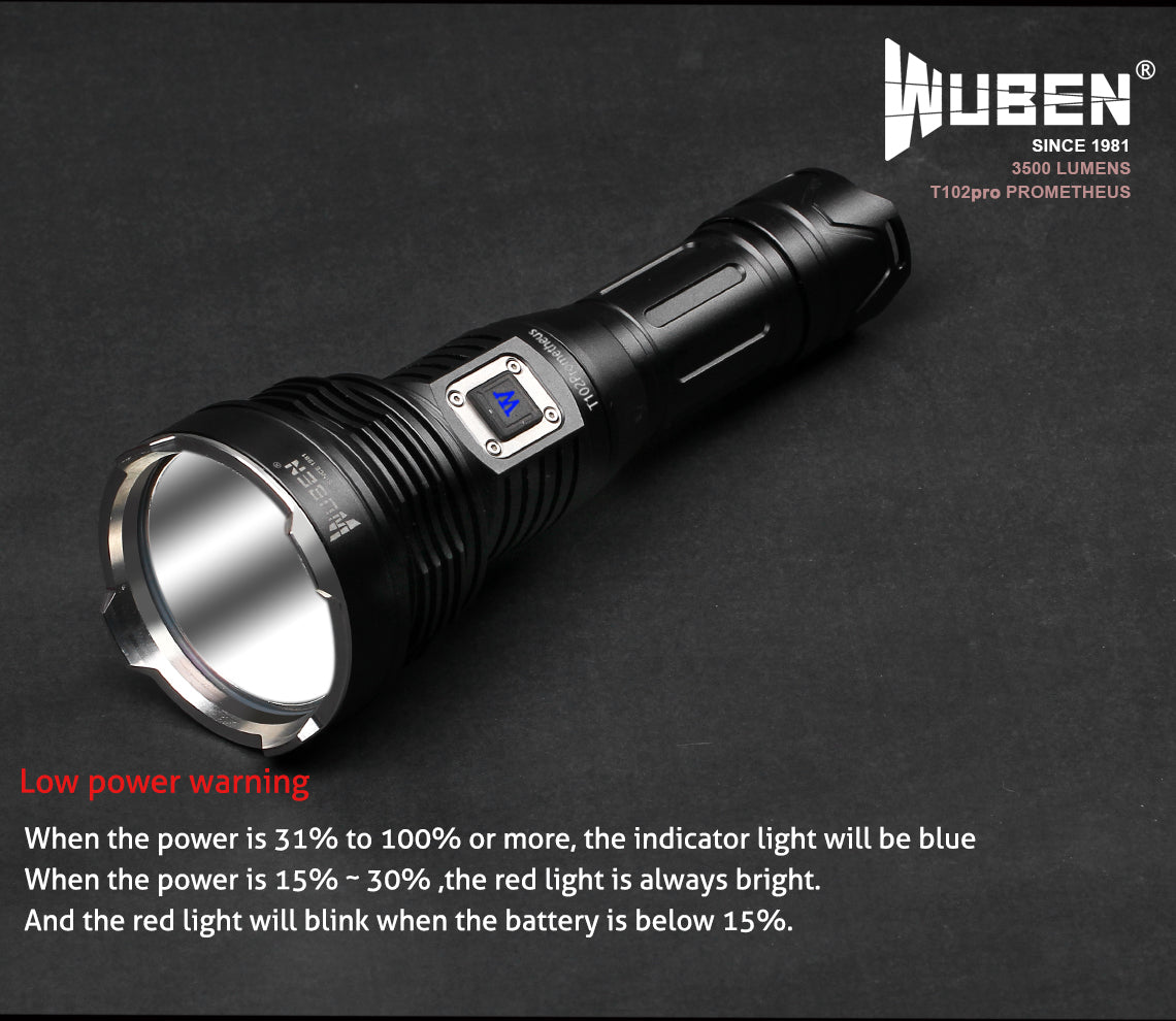 Lampe Torche Rechargeable Wuben T102Pro – 3500 Lumens - NYCTALOPE