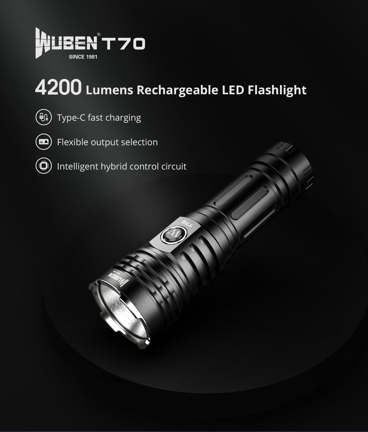 Lampe Torche Rechargeable Wuben T70 – 4200 Lumens - NYCTALOPE